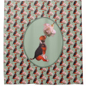 Beagle Puppy White Rose Douchegordijn (Voorkant)