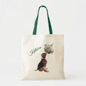 Beagle Puppy Witte Roos Gepersonaliseerd Tote Bag (Voorkant)