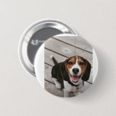 Beagle_puppy zittende ronde button 5,7 cm (Voorkant /achterkant)