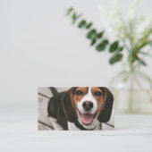 Beagle_puppy zittende visitekaartje (Staand voorkant)