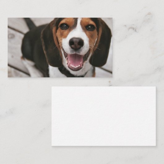 Beagle_puppy zittende visitekaartje (Voorkant / Achterkant)