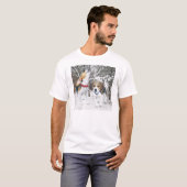 Beagle pups in sneeuwige Bossen T Shirt (Voorkant volledig)