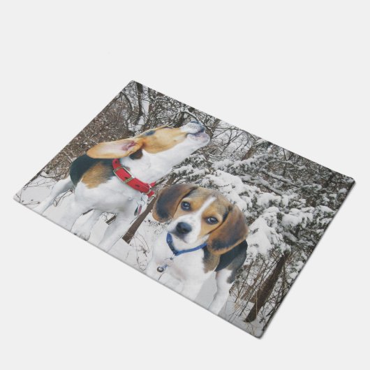 Beagle Pups Snowy Bossen Deurklep Deurmat (Schuin)