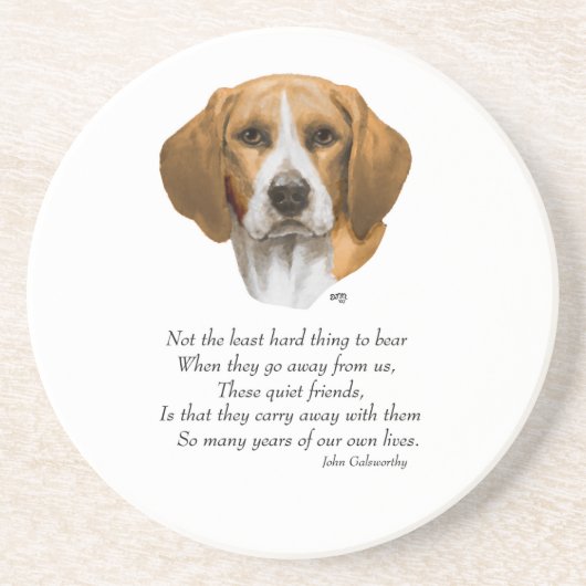 Beagle Rainbow Bridge Zandsteen Onderzetter (Voorkant)