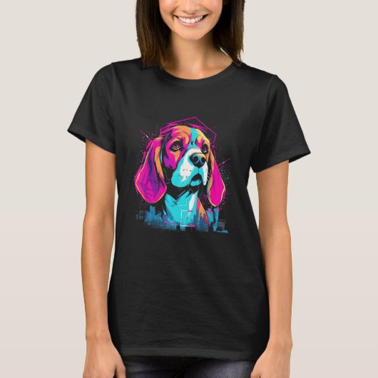 Beagle Rainbow Retro Design T-shirt (Voorkant)
