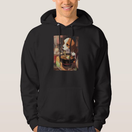 Beagle Ramen Grappige Hond Japans Eten Hoodie (Voorkant)