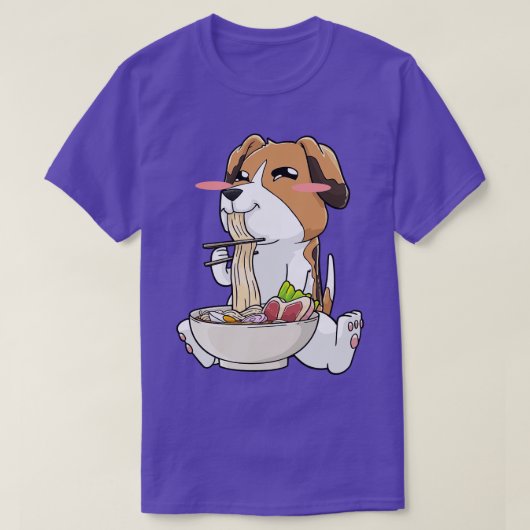 Beagle Ramen Noodles Kawaii T-shirt (Design voorkant)