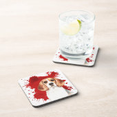 Beagle Red Abstract Splatter Bier Onderzetter (Rechterzijde)