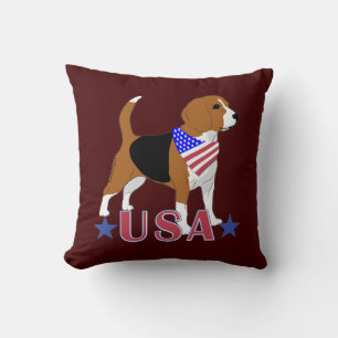 Beagle Red White Blue USA Patriottisch Rood Kussen