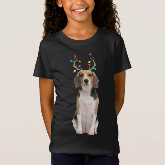 Beagle Reindeer Kersthond T-shirt (Voorkant)