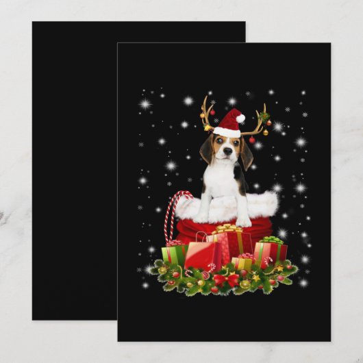 Beagle Reindeer Prestige kerstcadeau Bedankkaart (Voorkant / Achterkant)