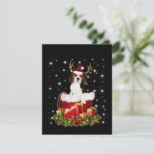 Beagle Reindeer Prestige kerstcadeau Bedankkaart (Staand voorkant)