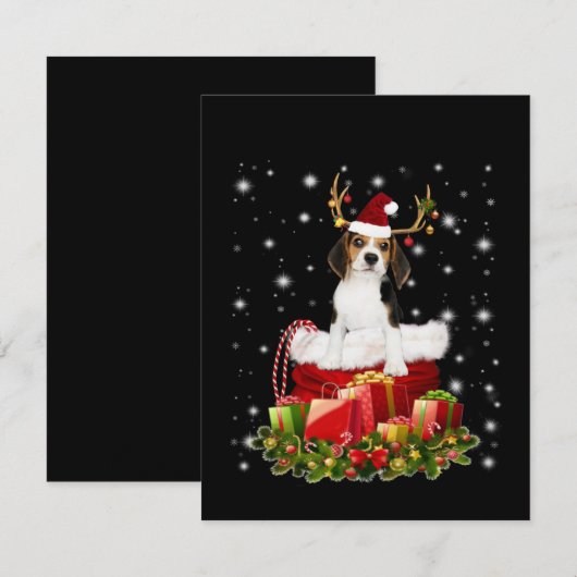 Beagle Reindeer Prestige kerstcadeau Bedankkaart (Voorkant / Achterkant)