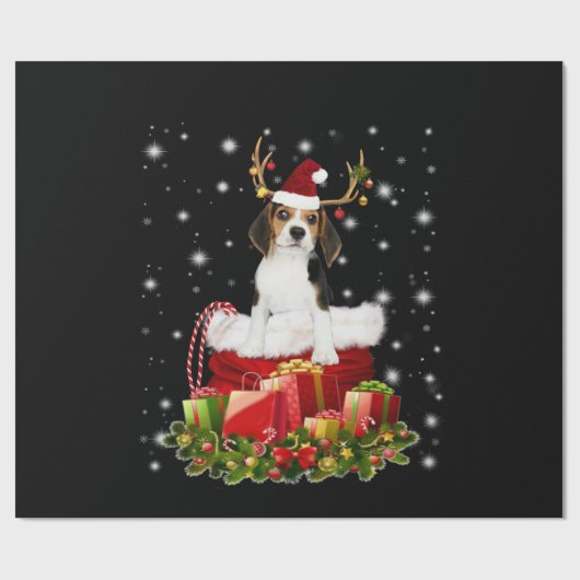Beagle Reindeer Prestige kerstcadeau Cadeaupapier (Vlak)