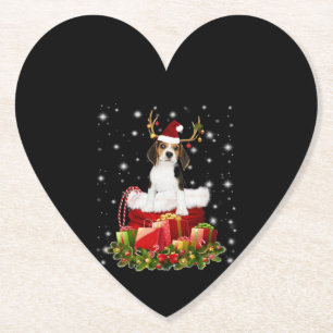 Beagle Reindeer Prestige kerstcadeau Kartonnen Onderzetters
