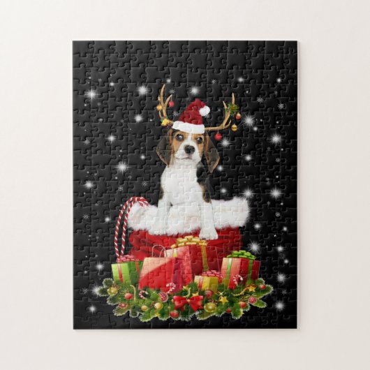 Beagle Reindeer Prestige kerstcadeau Legpuzzel (Verticaal)