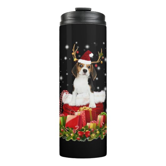 Beagle Reindeer Prestige kerstcadeau Thermosbeker (Voorkant)