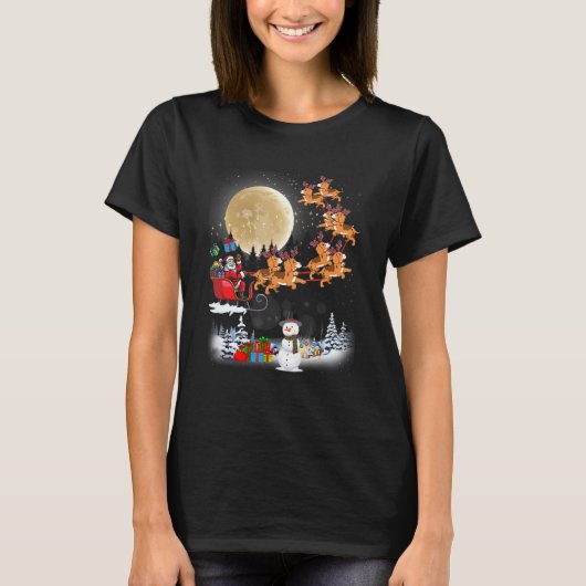 Beagle Reindeer Santa Sleigh Christmas Dog T-shirt (Voorkant)