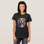 Beagle Retro Rainbow Color Splashes Design T-shirt (Voorkant volledig)