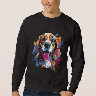 Beagle Retro Rainbow Color Splashes Design Trui