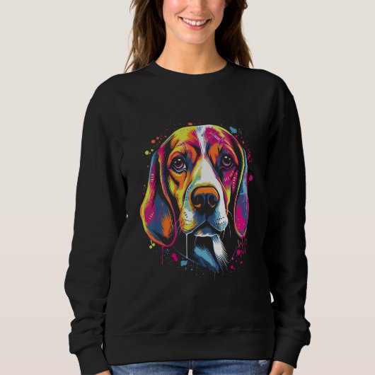 Beagle Retro Rainbow Splashes Design Trui (Voorkant)