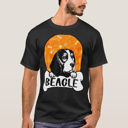 Beagle Retro  Silhouet Schattige Hond T-shirt (Voorkant)