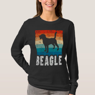 Beagle Retro Strepen Vintage Silhouet Hond T-shirt