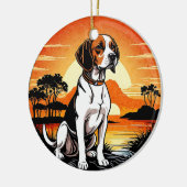 Beagle Retro Sunset Dog Lover Keramisch Ornament (Links)