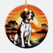 Beagle Retro Sunset Dog Lover Keramisch Ornament (Achterkant)