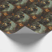 Beagle rijden motorfiets Halloween eng Cadeaupapier (Hoek)