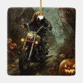 Beagle rijden motorfiets Halloween eng Keramisch Ornament (Achterkant)