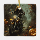 Beagle rijden motorfiets Halloween eng Keramisch Ornament (Voorkant)