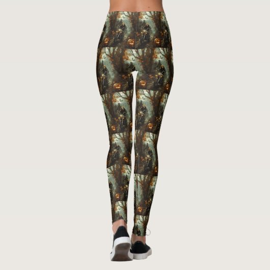 Beagle rijden motorfiets Halloween eng Leggings (Achterkant)