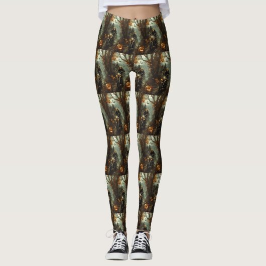 Beagle rijden motorfiets Halloween eng Leggings (Voorkant)