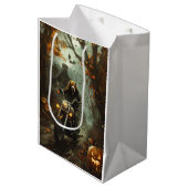 Beagle rijden motorfiets Halloween eng Medium Cadeauzakje (Voorkant Gekanteld)