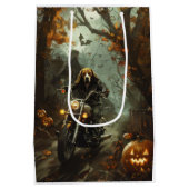 Beagle rijden motorfiets Halloween eng Medium Cadeauzakje (Achterkant)