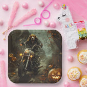 Beagle rijden motorfiets Halloween eng Papieren Bordje (Feest)