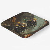 Beagle rijden motorfiets Halloween eng Papieren Bordje (Gebogen)