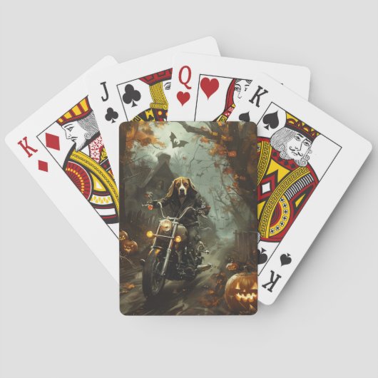 Beagle rijden motorfiets Halloween eng Pokerkaarten (Achterkant)