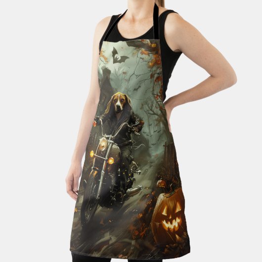 Beagle rijden motorfiets Halloween eng Schort (Insitu)