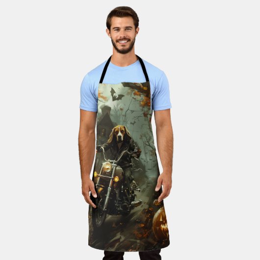 Beagle rijden motorfiets Halloween eng Schort (Gedragen)