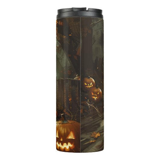 Beagle rijden motorfiets Halloween eng Thermosbeker (Achterkant)