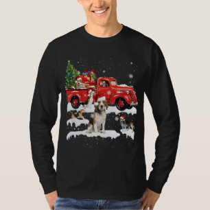 Beagle rijden rode vrachtwagen vrolijke kerst x-ma t-shirt