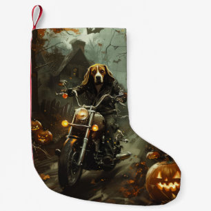 Beagle Rijdend op Motorfiets Halloween Griezelfees Kleine Kerstsok
