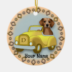 Beagle Rijdende Auto ornament