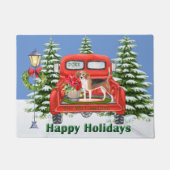 Beagle rode  vrachtwagen familienaam deurmat (Voorkant)