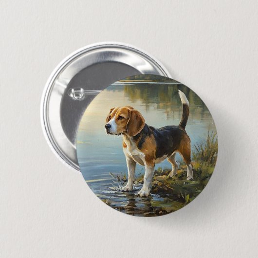 Beagle Ronde Button 5,7 Cm (Voorkant /achterkant)