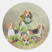 Beagle Ronde Sticker (Voorkant)