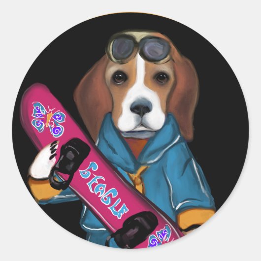 BEAGLE RONDE STICKER (Voorkant)