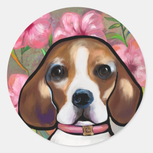 Beagle         ronde sticker (Voorkant)